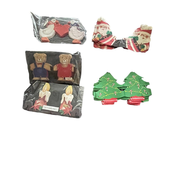 VTG Die cut Paper Garland set of 5 Christmas And Other - Picture 1 of 6